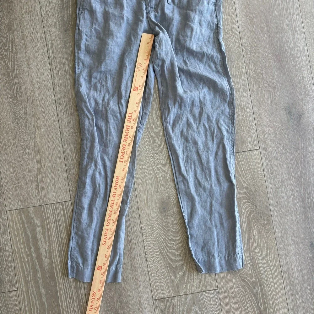 Zara Man 100% Linen Light Blue Drawstring Trousers Pants Size Medium 31